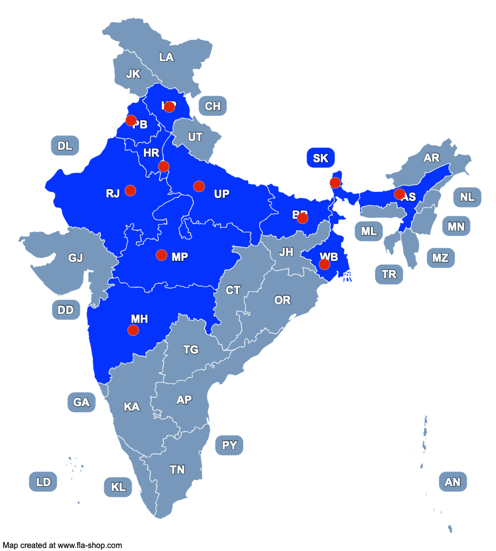 India branch network map